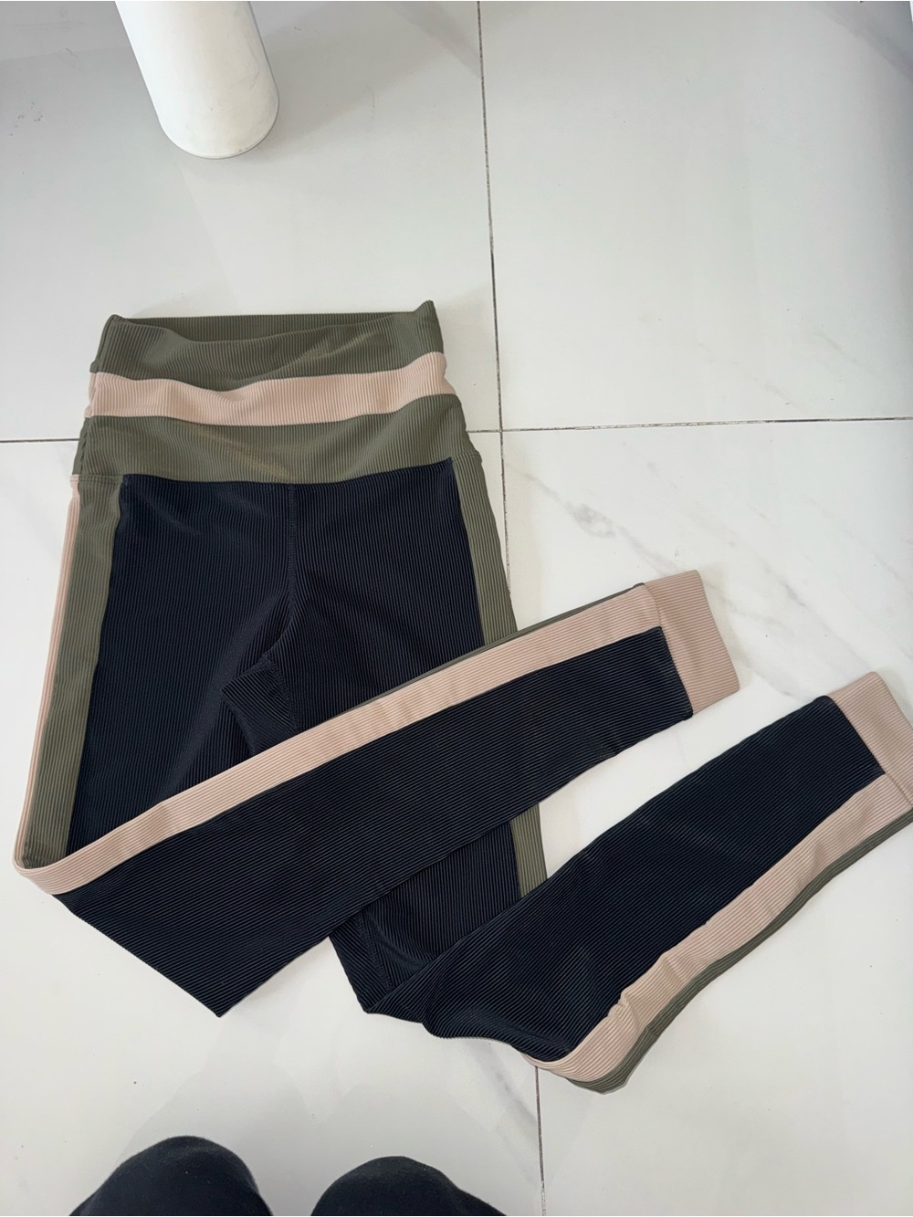 Beach Riot Black, Olive & Beige Ribbed High-Waist Leggings